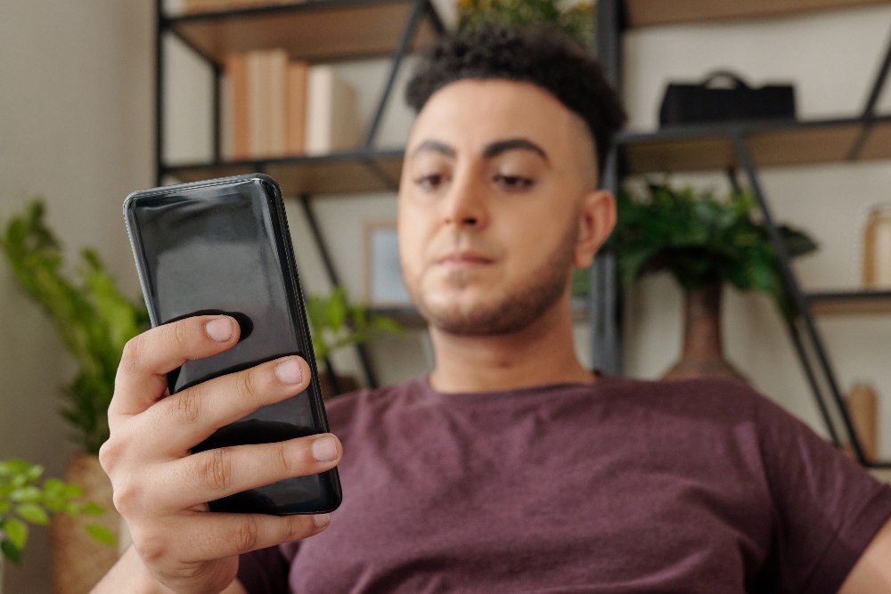 Angry young man on social media